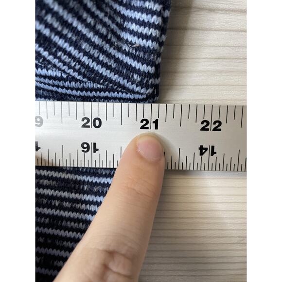 St Johns Bay Sweater Womens Medium Blue Stripe Snap Mock Neck Pullover Knit - Picture 5 of 8